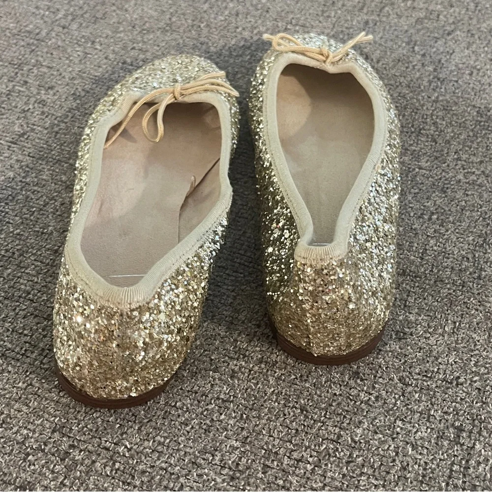 Girls Gap Gold Glitter Ballet Flats Holiday Fall Christmas Size 6